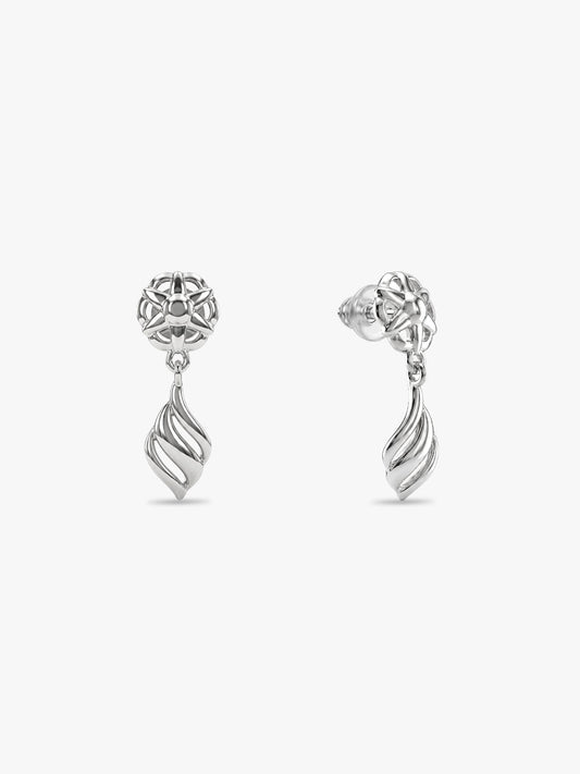 Silver Floral Twist Earrings
