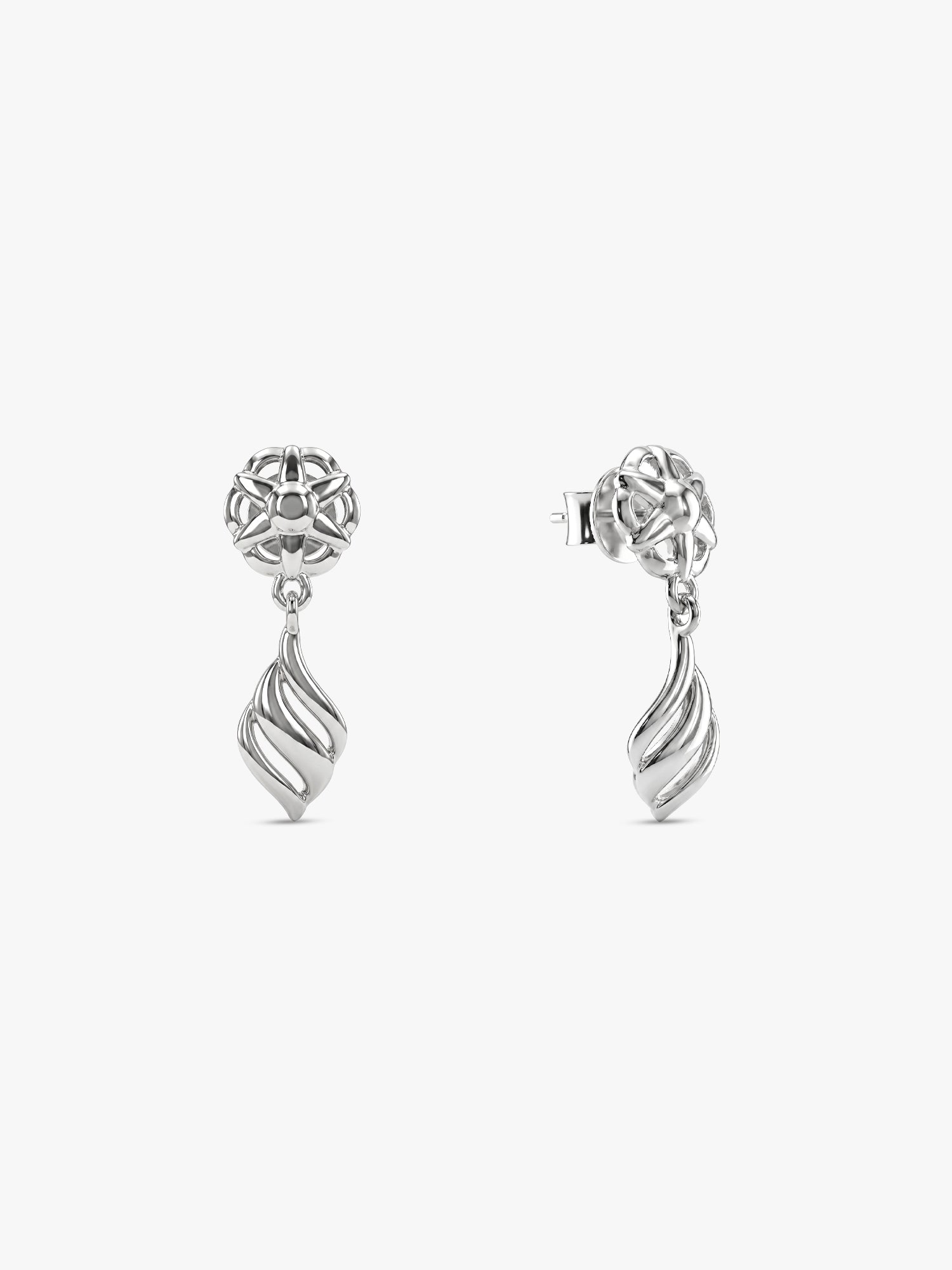 Silver Floral Twist Earrings