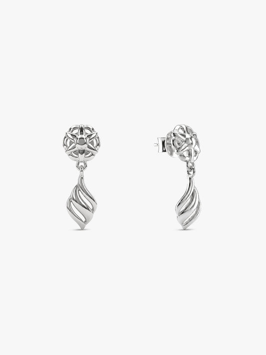 Silver Floral Twist Earrings