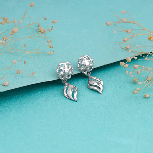 Silver Floral Twist Earrings