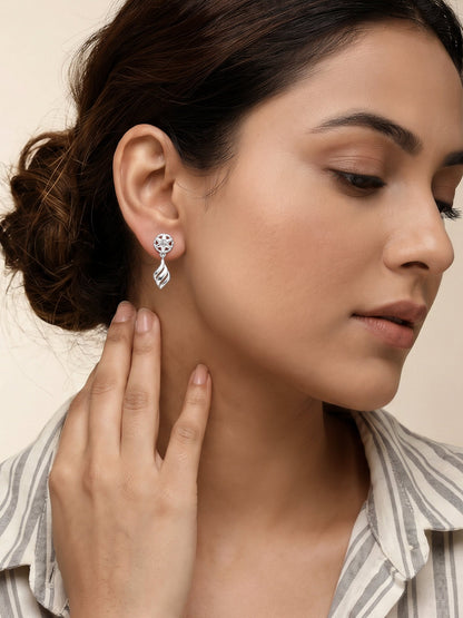 Silver Floral Twist Earrings