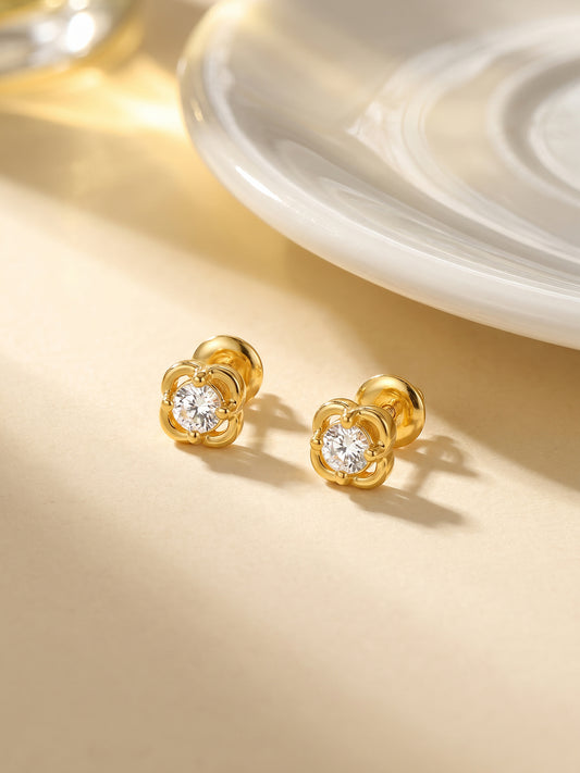 Golden Mini Floral Earrings
