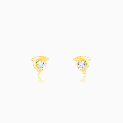 Golden Cheerful Dolphin Earrings