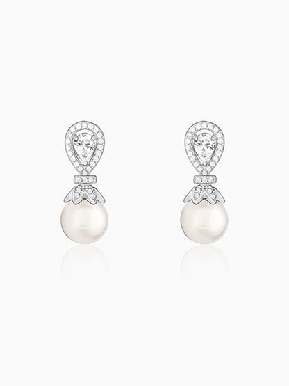 Zircon Pearl Drop Earrings