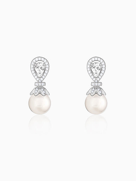 Zircon Pearl Drop Earrings