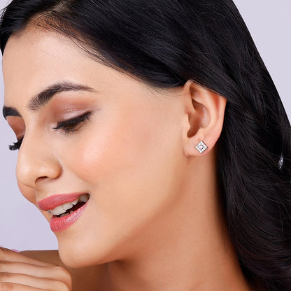 Silver Dazzling Cube Earrings