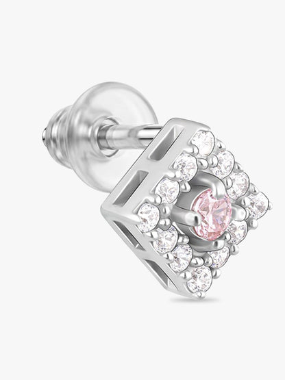 Silver Dazzling Cube Earrings