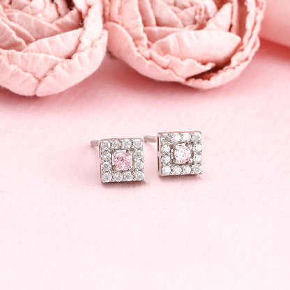Silver Dazzling Cube Earrings