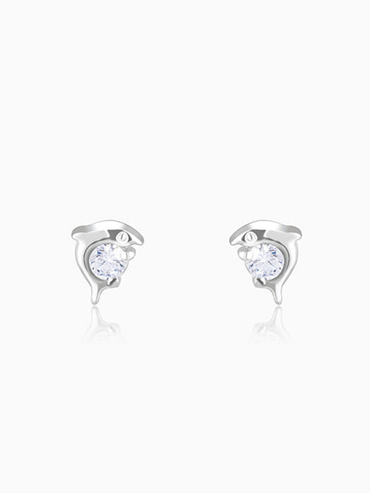 Silver Playful Dolphin Earrings
