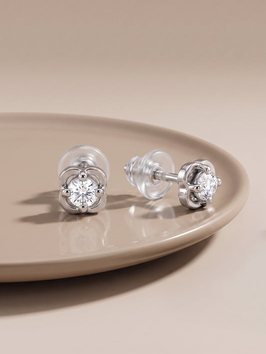 Silver Bloomfire Zirconia Earrings