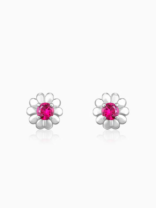 Silver Precious Flower Earrings