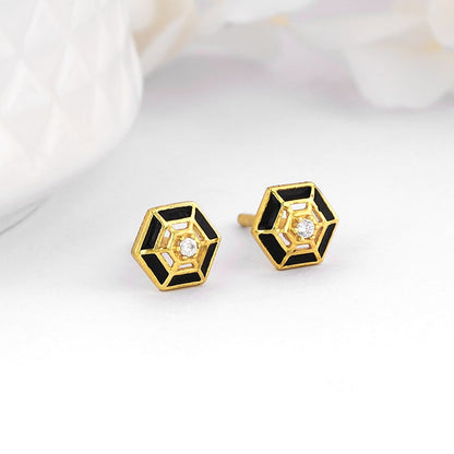Golden Classic Hexagon Studs