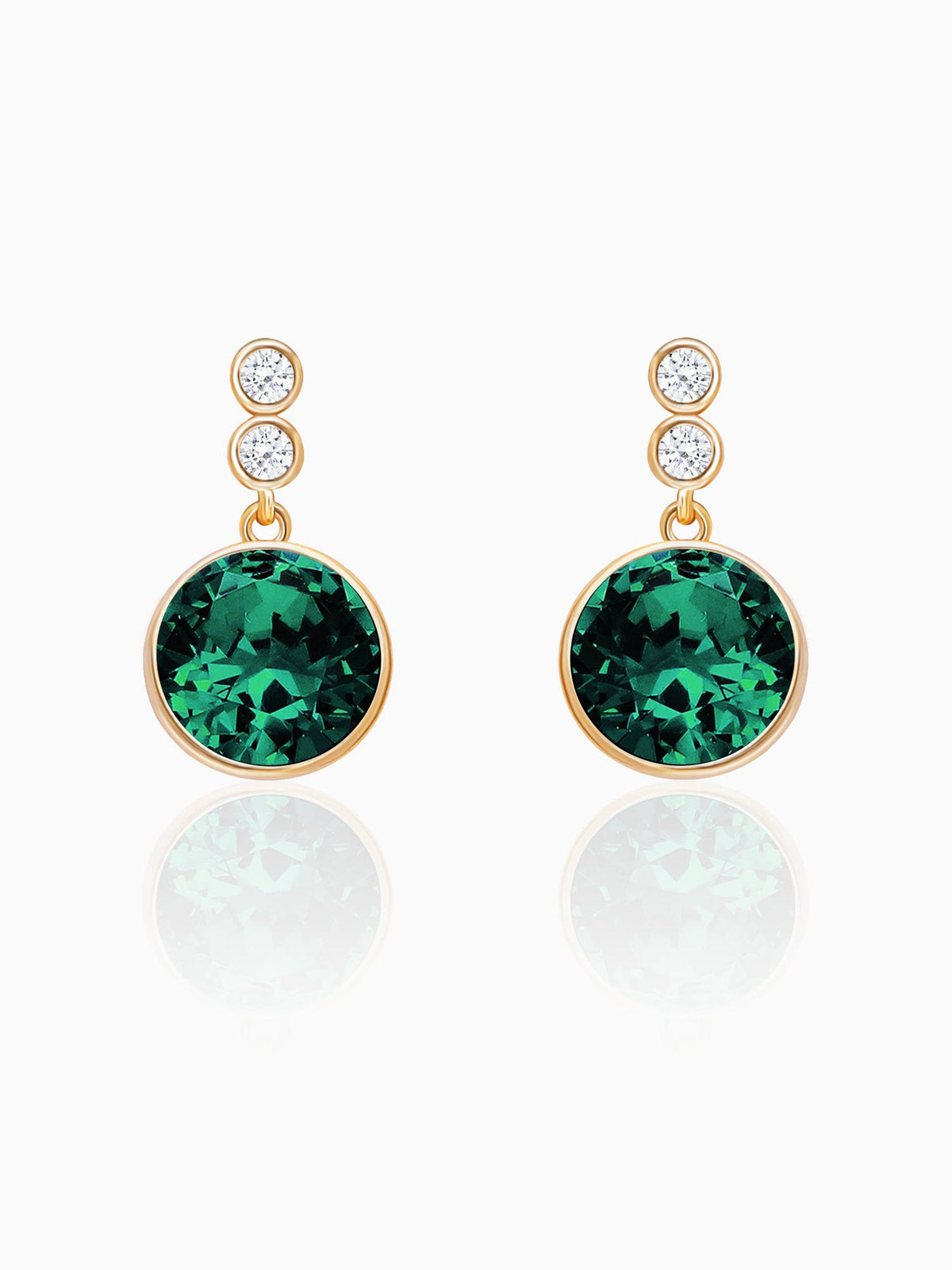 Golden Emerald Green Sphere Earrings