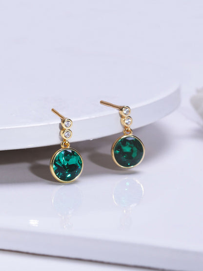 Golden Emerald Green Sphere Earrings