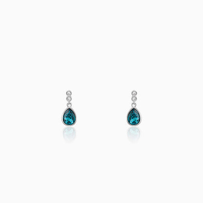 Silver Turquoise Blue Tear Drop Earrings