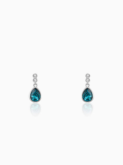 Silver Turquoise Blue Tear Drop Earrings