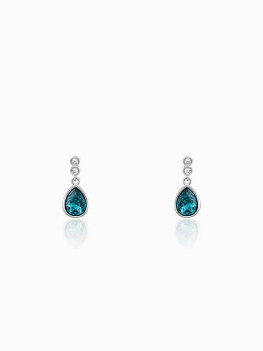 Silver Turquoise Blue Tear Drop Earrings