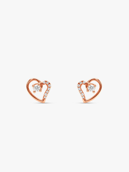 Rose Gold Beautiful Heart Earrings