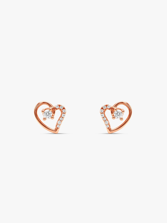 Rose Gold Beautiful Heart Earrings