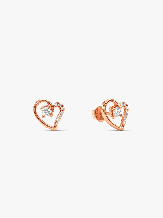 Rose Gold Beautiful Heart Earrings