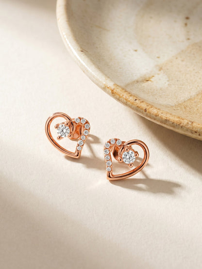 Rose Gold Beautiful Heart Earrings