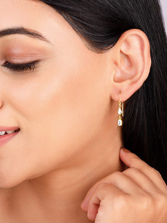 Golden Zirconium Moments Dangler Earrings