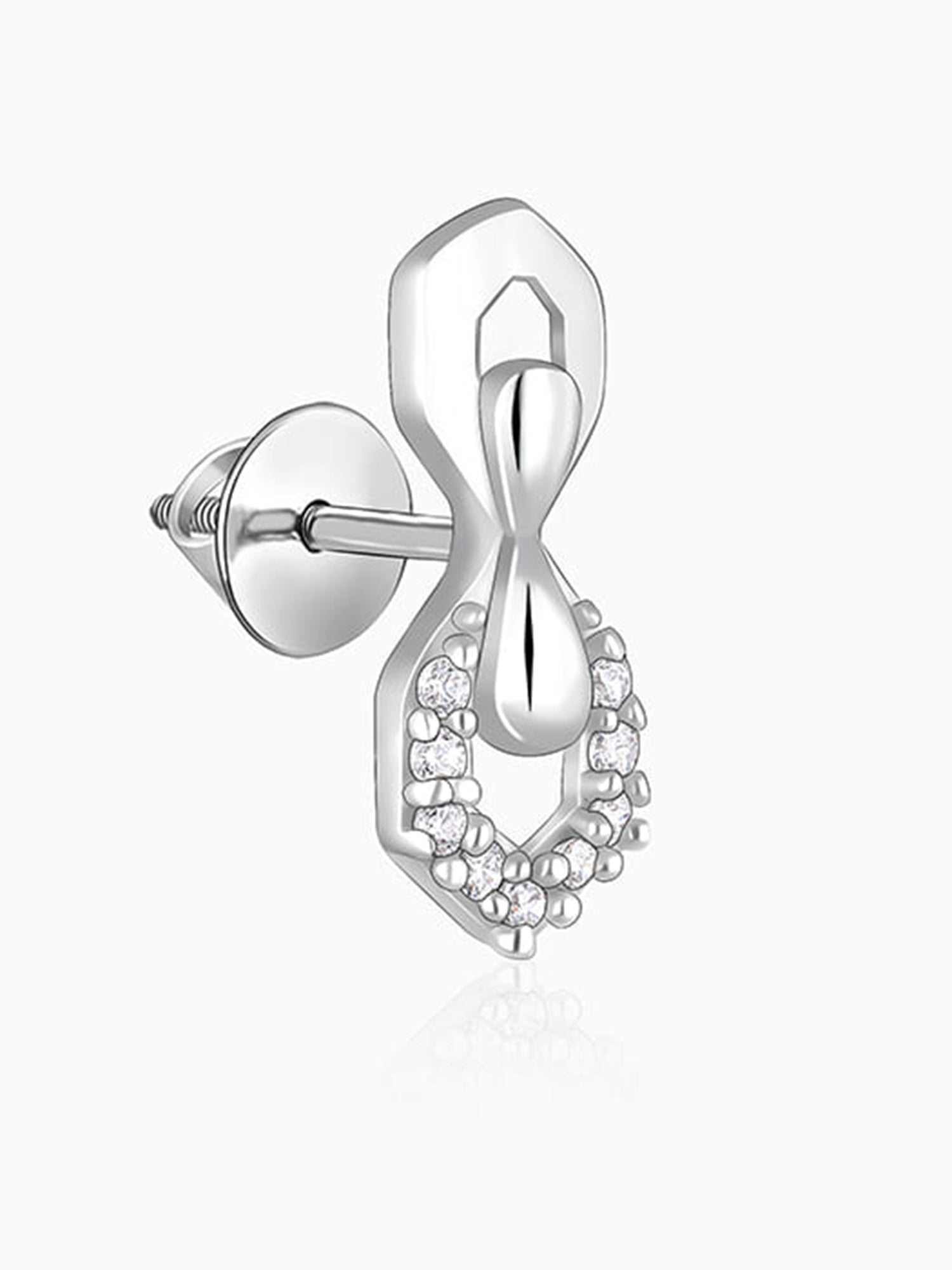 Silver Glittering Hexagon Earrings