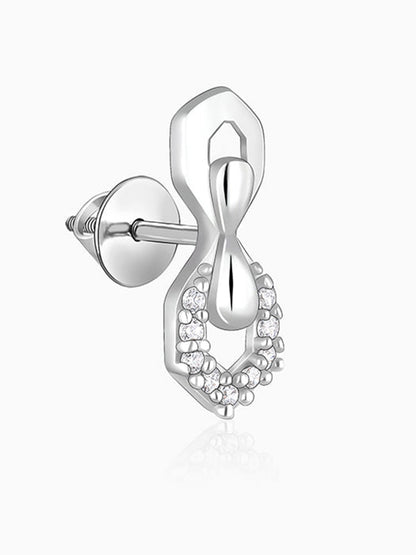 Silver Glittering Hexagon Earrings