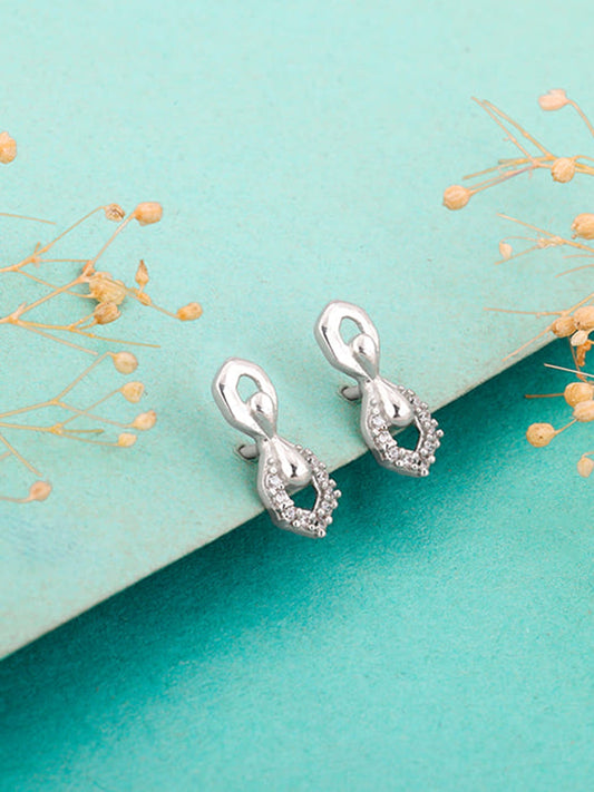 Silver Glittering Hexagon Earrings