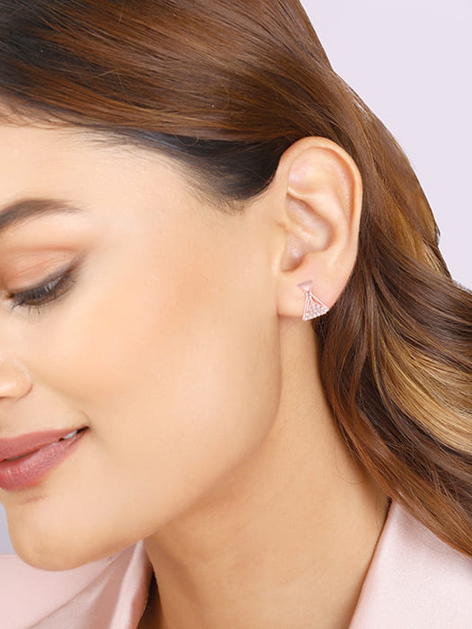 Rose Gold Triangular Elegance Earrings