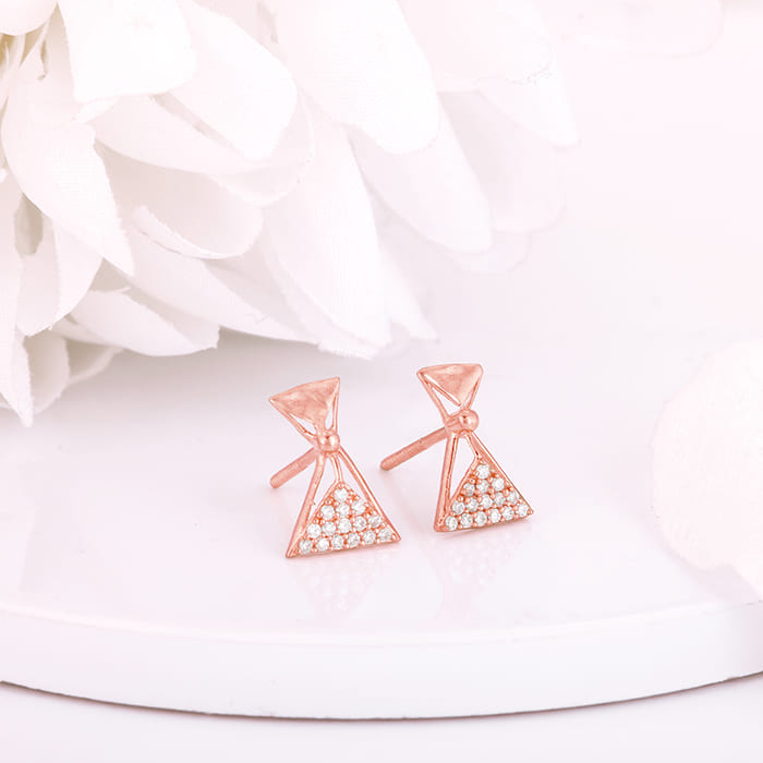 Rose Gold Triangular Elegance Earrings - view 2