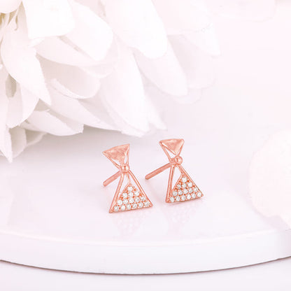 Rose Gold Triangular Elegance Earrings