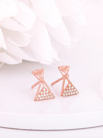 Rose Gold Triangular Elegance Earrings
