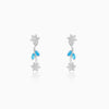 Silver Aqua Blue Floral Earrings