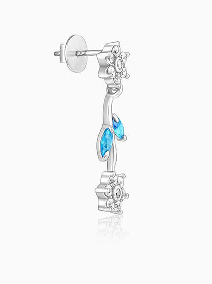 Silver Aqua Blue Floral Earrings