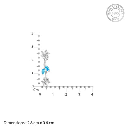 Silver Aqua Blue Floral Earrings