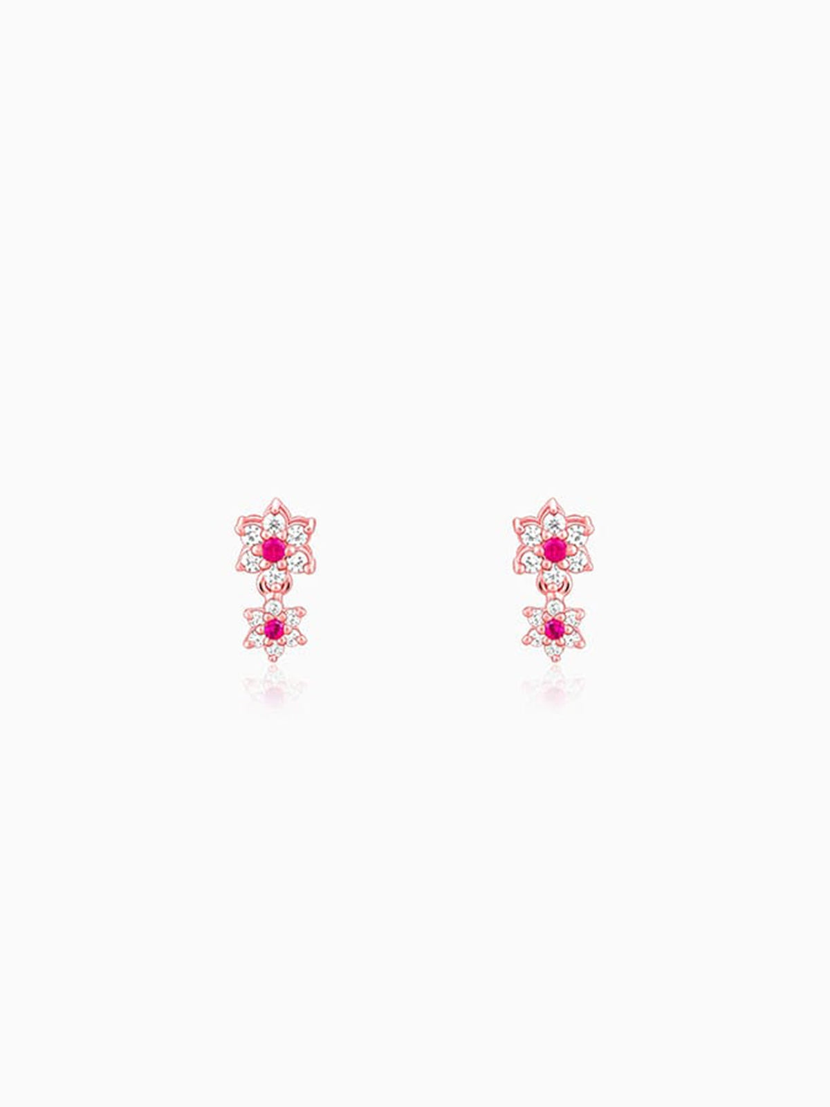 Rose Gold Royal Pink Floral Earrings