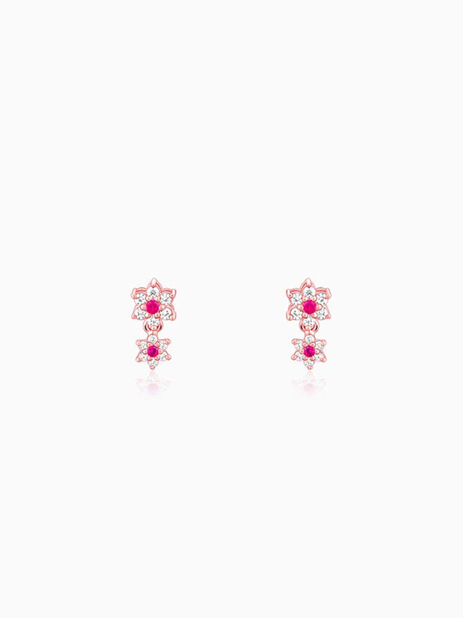 Rose Gold Royal Pink Floral Earrings