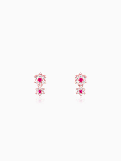 Rose Gold Royal Pink Floral Earrings
