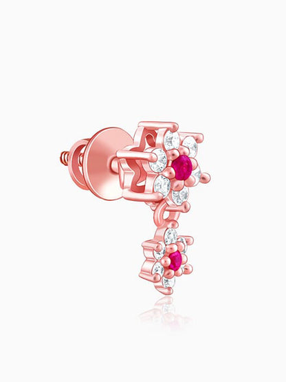 Rose Gold Royal Pink Floral Earrings
