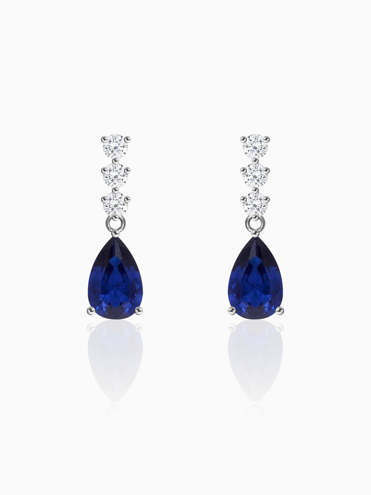 Silver Sapphire Blue Drop Earrings