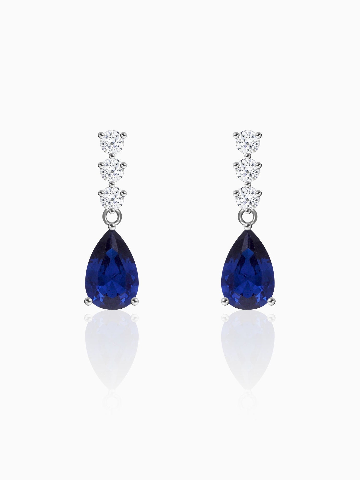 Silver Sapphire Blue Drop Earrings