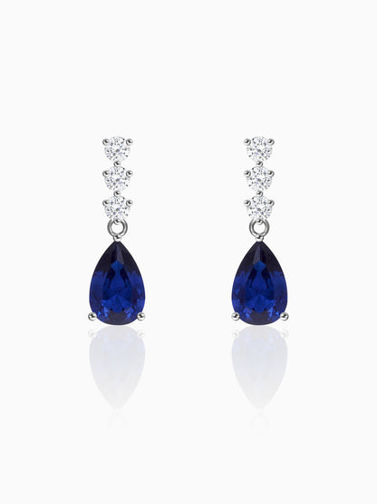 Silver Sapphire Blue Drop Earrings