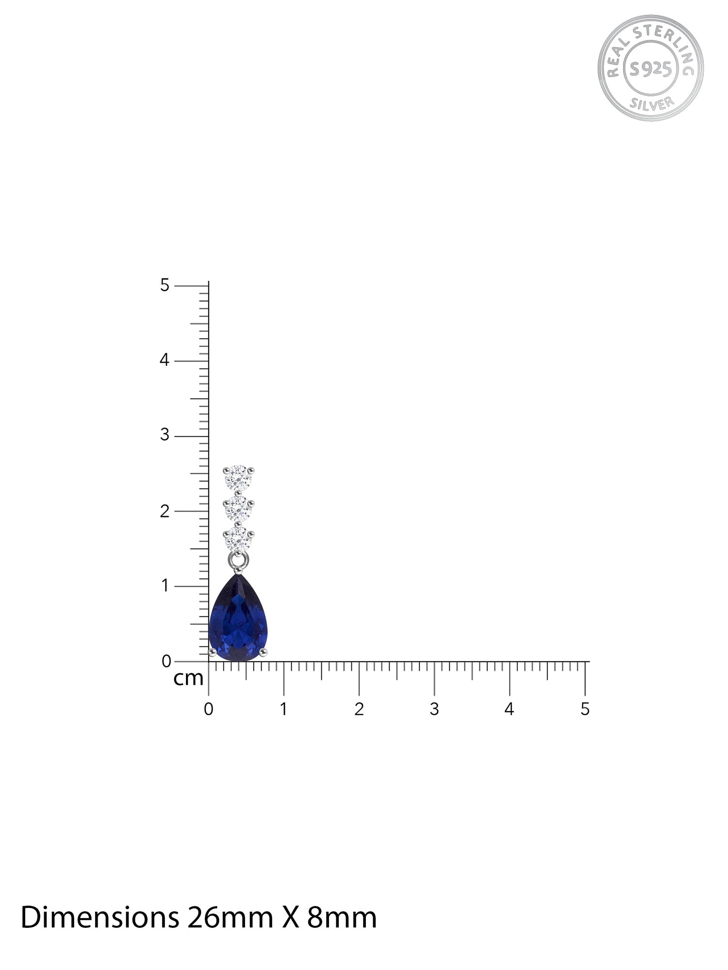 Silver Sapphire Blue Drop Earrings