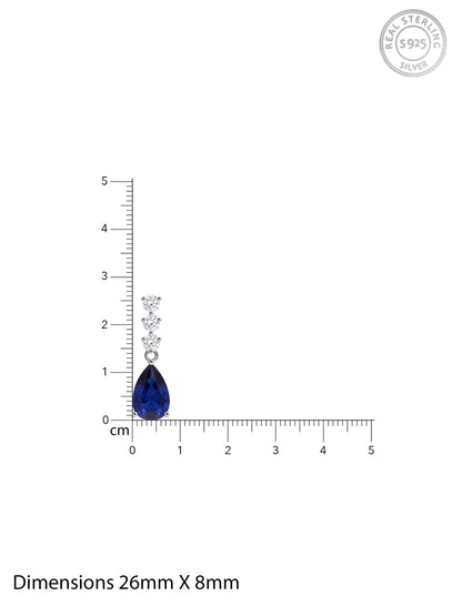 Silver Sapphire Blue Drop Earrings