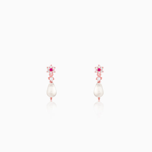 Rose Gold Pearl-Kissed Drop Earrings