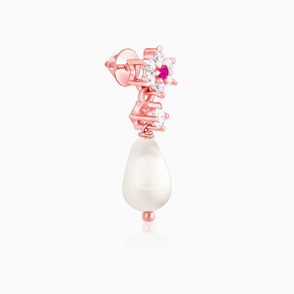 Rose Gold Pearl-Kissed Drop Earrings