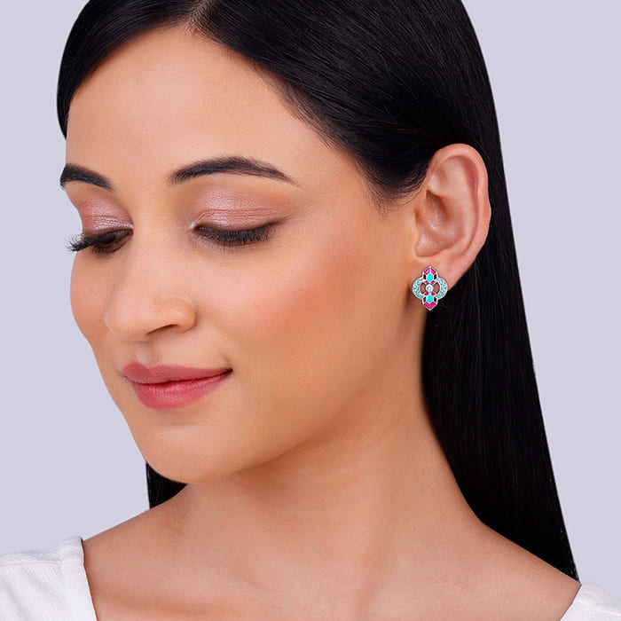 Oxidised Silver Quatrefoil Earrings