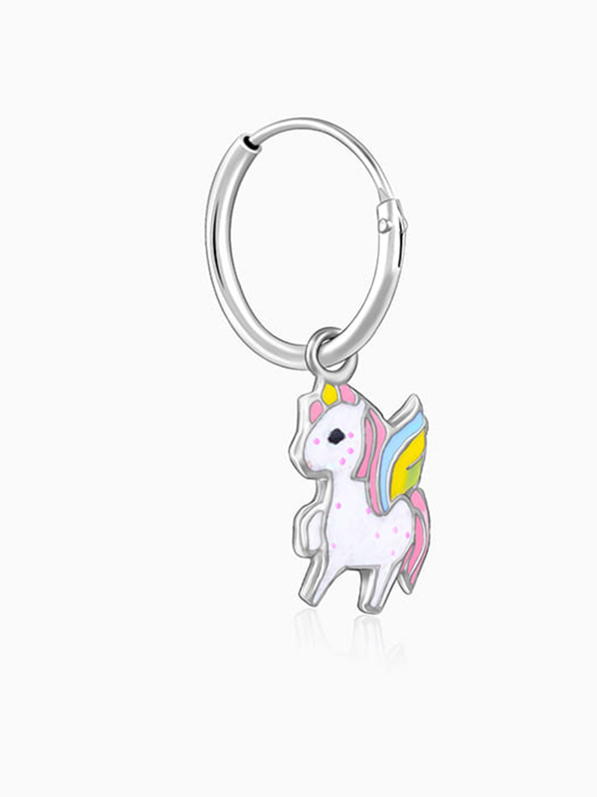 Silver Colourful Unicorn Kids Hoop Earrings (4-12 yrs)