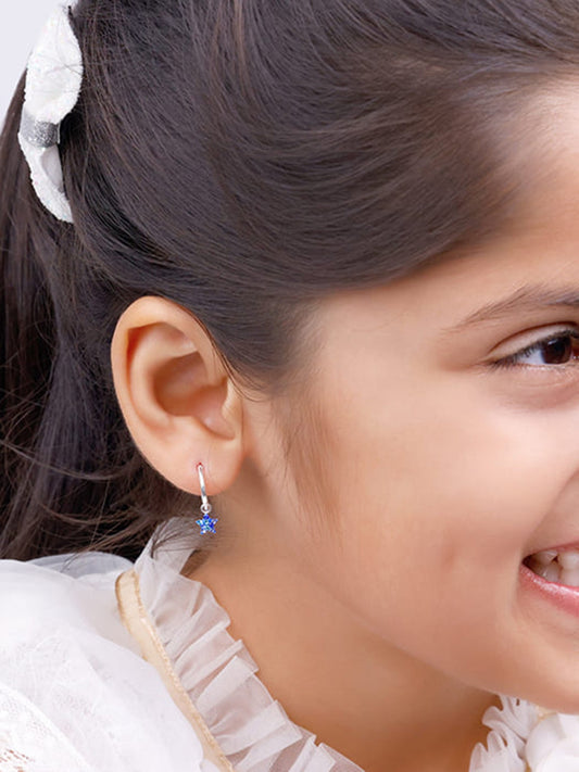 Silver Little Star Kids Hoop Earrings (4-12 yrs)
